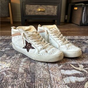 Golden Goose White and Brown Sneakers